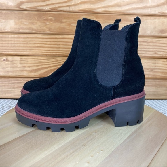 antonio de faria Shoes - Antonio de Faria Boots Women's 9 US Black Suede Leather Chelsea Platform Chunky